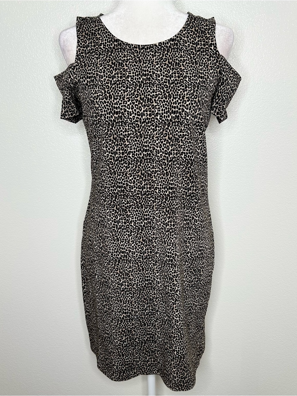 MICHAEL Michael Kors Cold-Shoulder Leopard Print Mini Dress - Black & Cream